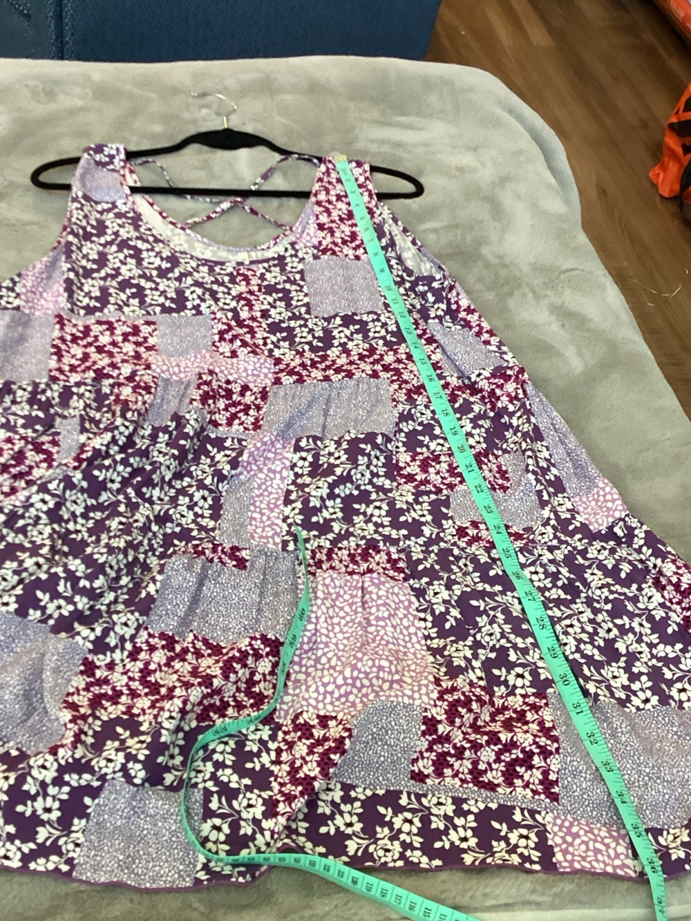 Purple Patchwork Floral Sleeveless Swing Dress - Picture 4 of 7